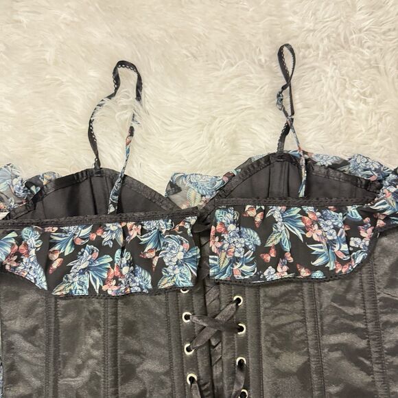 Corset Story Elegant Overbust Corset Top Floral Chiffon Sleeves US 16 NEW 36'' - Picture 7 of 15